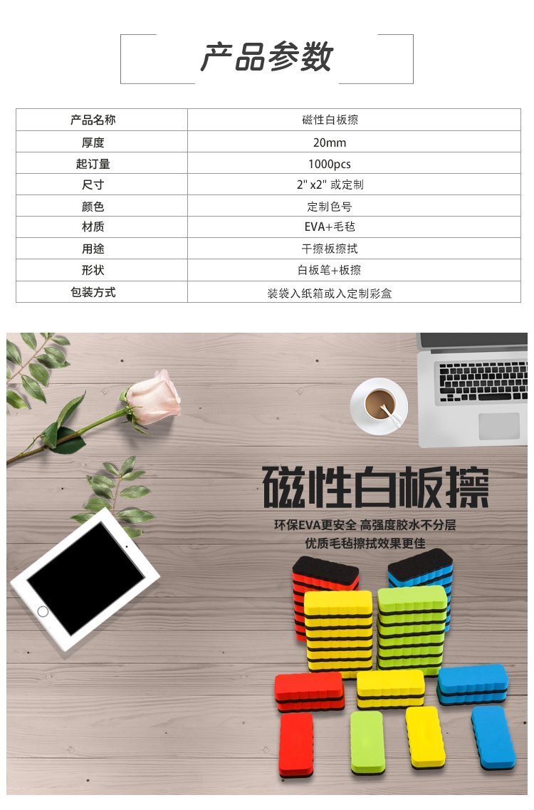 M66方形EVA毛氈黑板白板擦-磁吸板擦-無磁吸板擦定制批發(fā)產(chǎn)品詳情