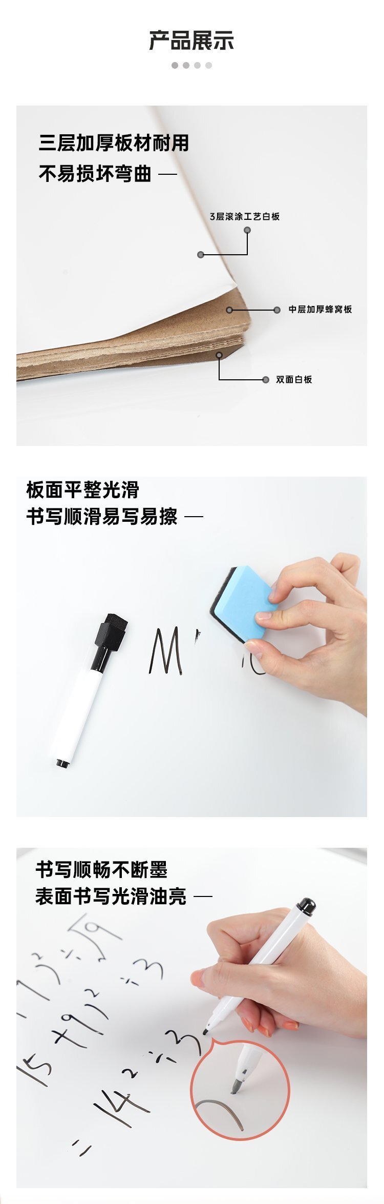 M98辦公教學(xué)A型可折疊磁吸雙面落地支架白板產(chǎn)品展示