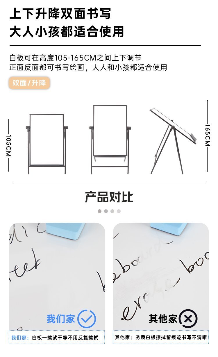 M98辦公教學(xué)A型可折疊磁吸雙面落地支架白板功能特點(diǎn)